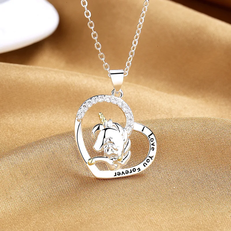 Pendant Necklaces Fashion Love Mother And Son Unicorn Necklace Exquisite Sunflower Bee Diamond Heart Shape Animal Pop Jewelry Girl Birthday Gift 230505 From 21 78 DHgate