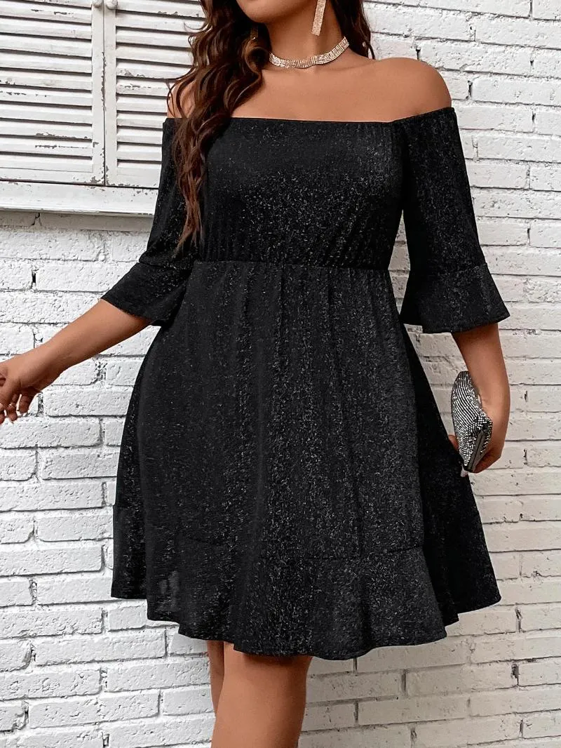 Grande taille robes femmes robe d'été grande 2023 automne paillettes une ligne demi manches vêtements Sexy sinueuse élégante soirée fête