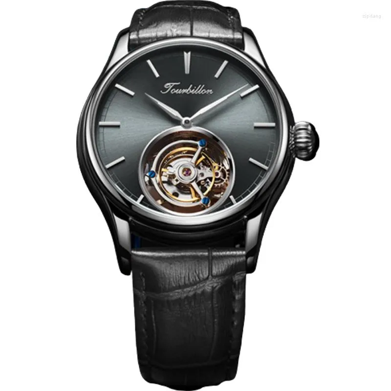 Wristwatches Fashion Real Tourbillon Mechanical Watches Mens 2023 Original Luxury Business Skeleton Movement Sapphire Watch Men