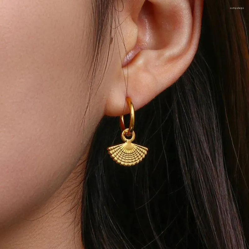 Hoop Earrings Trendy Sector Stainless Steel Metal Gold 18 K Plated Geometric Tarnish Free Jewelry Bijoux Femme Waterproof Gift