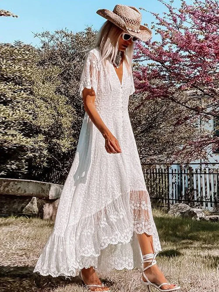 knee length dresses for ladies Classic Summers Strappy Tiered Maxi Dress - White main image 1