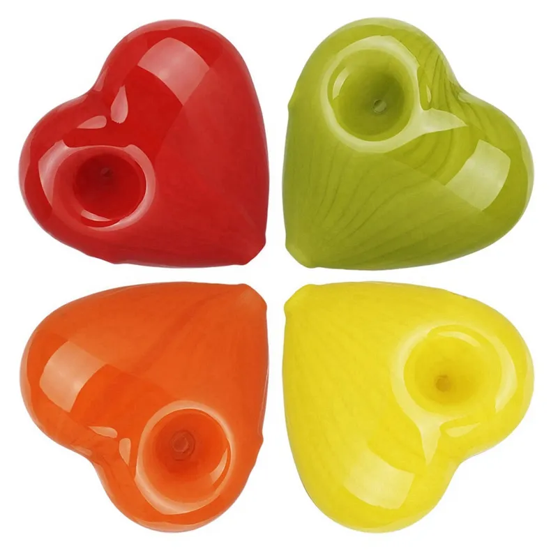 Dernier Fumer Coloré Amour Coeur Style Pyrex Tuyaux En Verre Épais Portable Filtre Tube Herbe Sèche Tabac Cuillère Bol Main Pipes Main Porte-Cigarette DHL