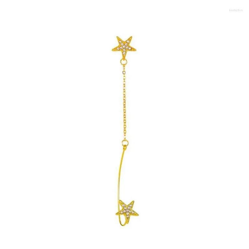 Orecchini a bottone 1 pezzo unico strass stella geometrica per donne ragazze catene lunghe orecchini a bottone orecchini a gancio gioielli di moda