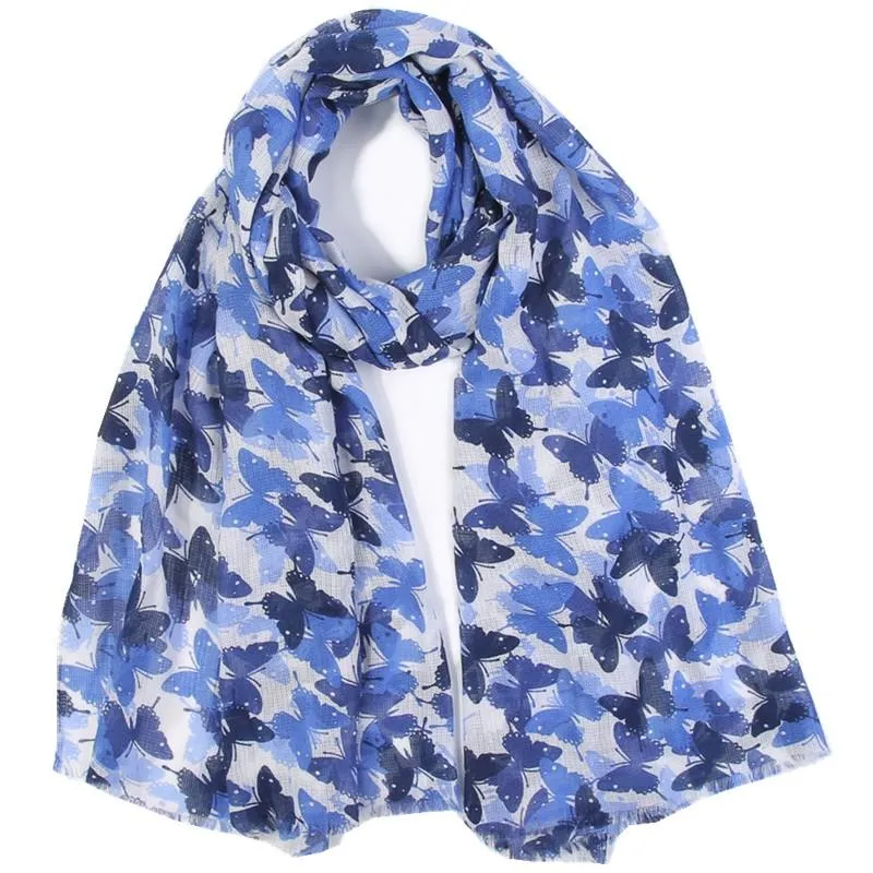 Foulards femmes papillons impression écharpe dames été printemps coton doux mode enveloppement châle étole 180 90CM DropScarves