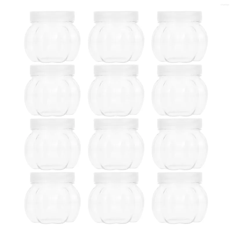 Storage Bottles 12 Pcs Pet Pumpkin Jar Container Lid Wedding Party Favor Box Gift Coffee Beans The Loose Tea Canister Child