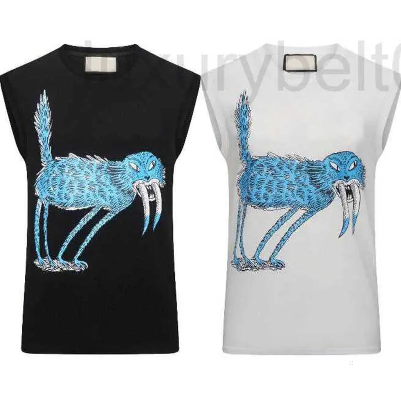 T-shirts pour hommes Designer Summer letter animal Print T-shirts Mens designer Impression à rayures sans manches Tshirt Femme Vêtements Casual Cotton Tee 66PB