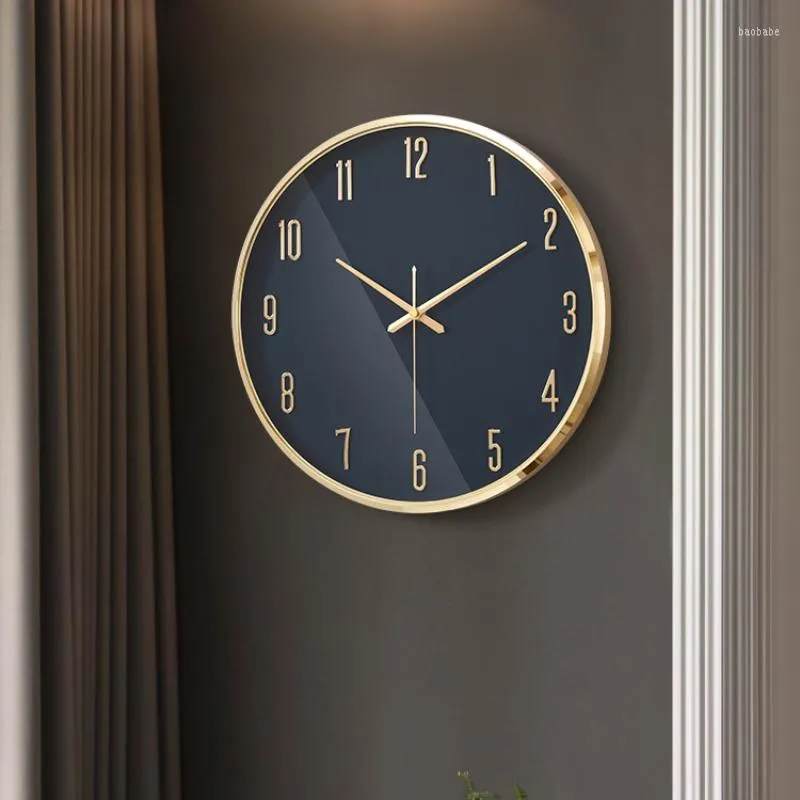 Relógios de parede 14 polegadas decoração de casa nórdica de design moderno relógio decoração de sala de estar silenciosa espelho de ouro Quartz de moldura de ouro