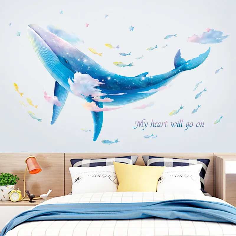 Wallpapers DIY Whale Wall Stickers Teenager Living Room Bedroom Kids Rooms Decor Aesthetic Pegatinas De Pared Self Adhesive Wallstickers 230505