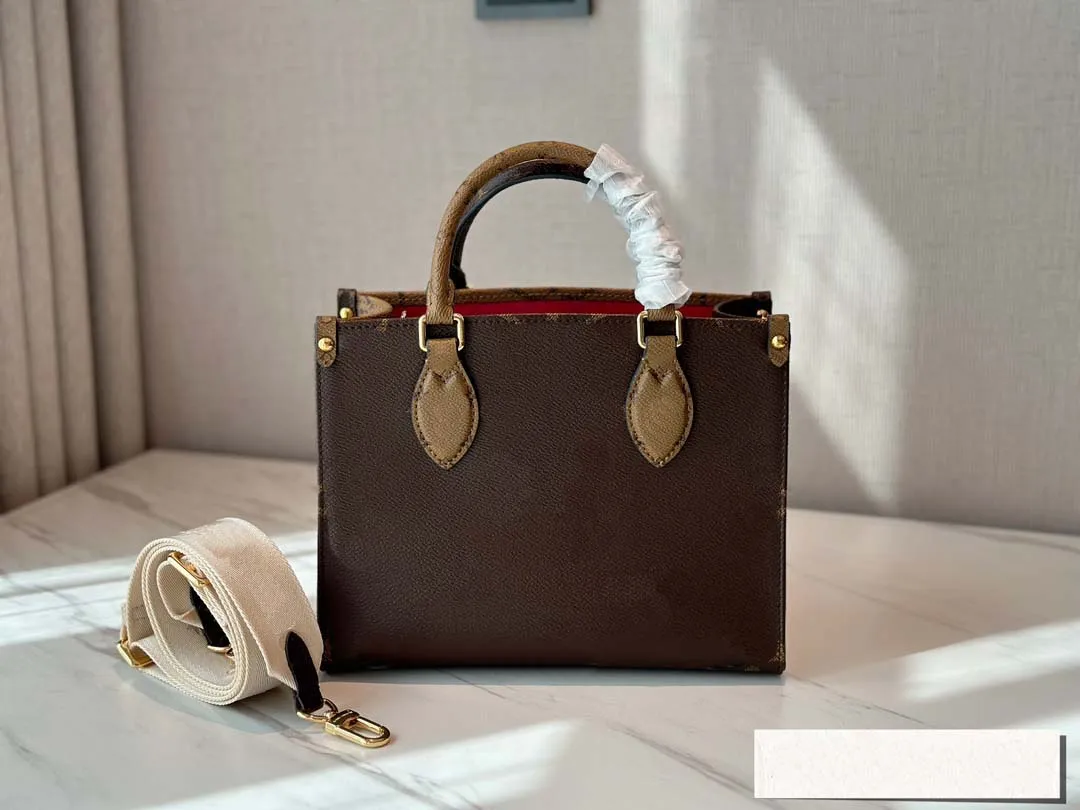 Mode kvinnor onthego luxurys designers väskor äkta läder pm handväskor messenger crossbody med mynt handväska axelväska totes plånbok shoppingväskan toppkvalitet