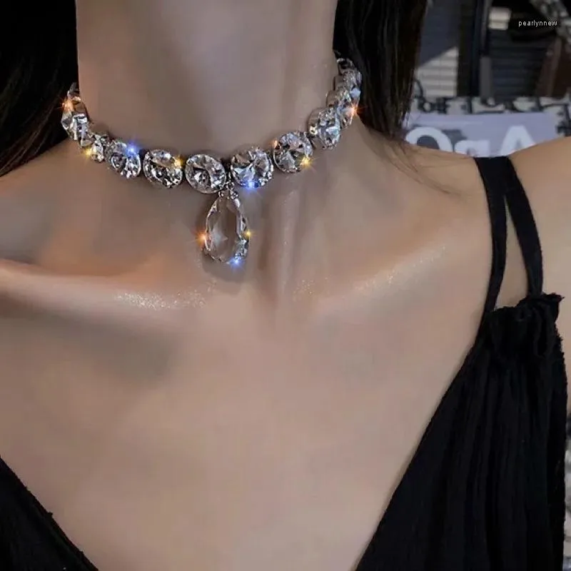 Ketens grote vintage traan choker ketting luxe kristallen kettingen voor vrouwen grote strass bruiloft sieraden