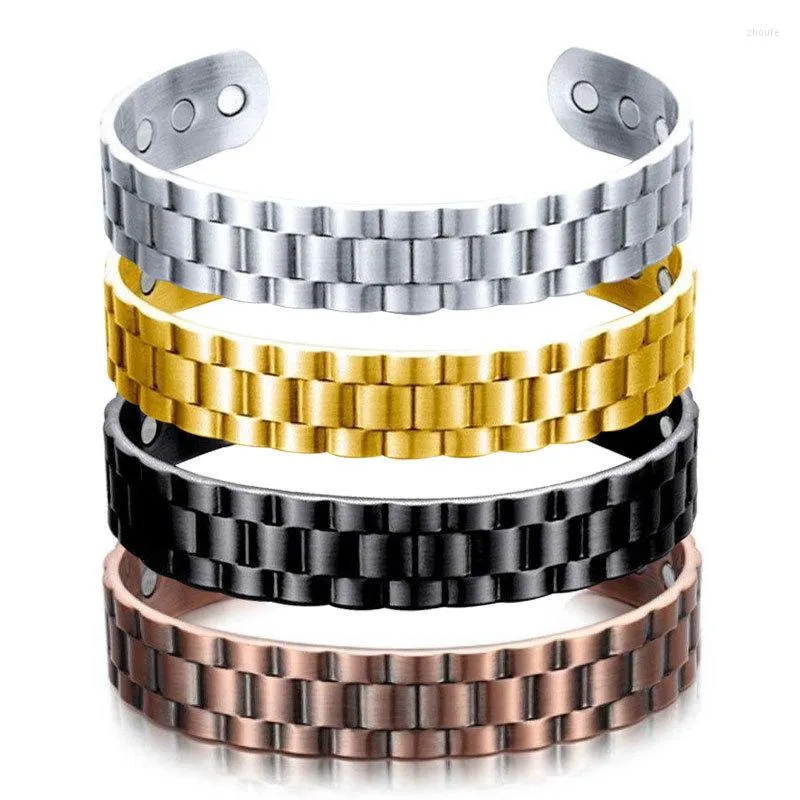Bangle Fashion Trend Opening Adjustable Magnetic Bracelet Men Grid Magnet Health Balance Energy Therapy