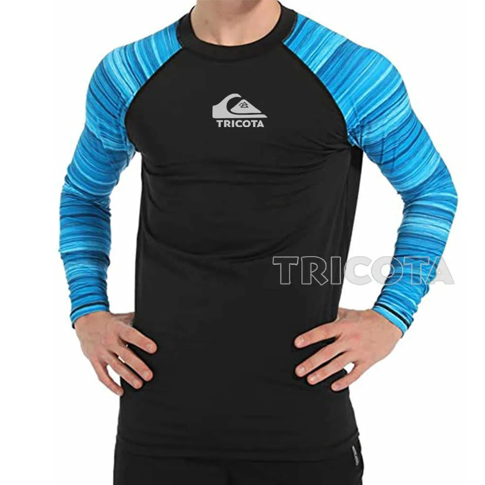 Men's Long Sleeve Rash Guard Wetsuit Top for Swimming Surfing with
