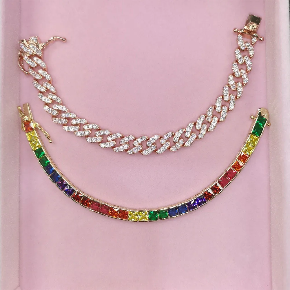 Colorful Cubic Zircon Diamond Tennis tennis bracelet - 5mm Colorful Cubic Zircon Diamond Tennis tennis bracelet - 5mm