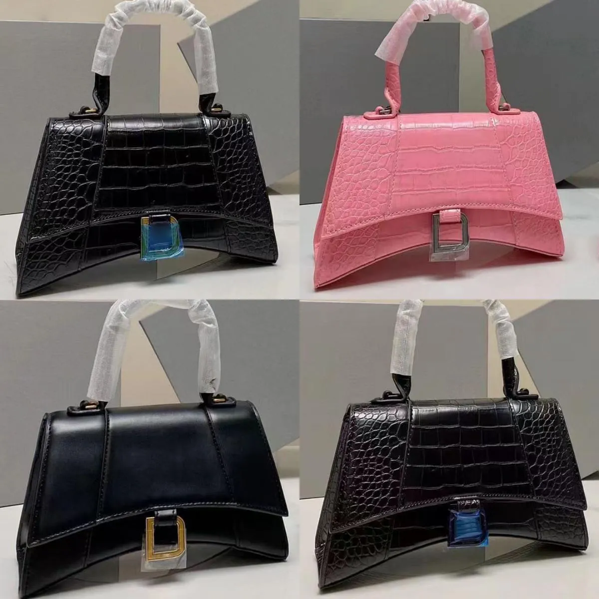 Kum Saati Çanta Timsah Kabartmalı Üst Tutlu Kadın Tasarımcı Tote Crossbody Çanta Omuz Lüks Lüks Çantalar Timsah Timsah Mektubu Yarım Ay Lady Moda Yastığı