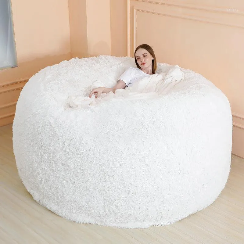 Stolskydd Drop 2023 Giant Bean Bag Cover Fashion Sofa Recliner Cushion Högkvalitativ bekväm fluffig faux päls