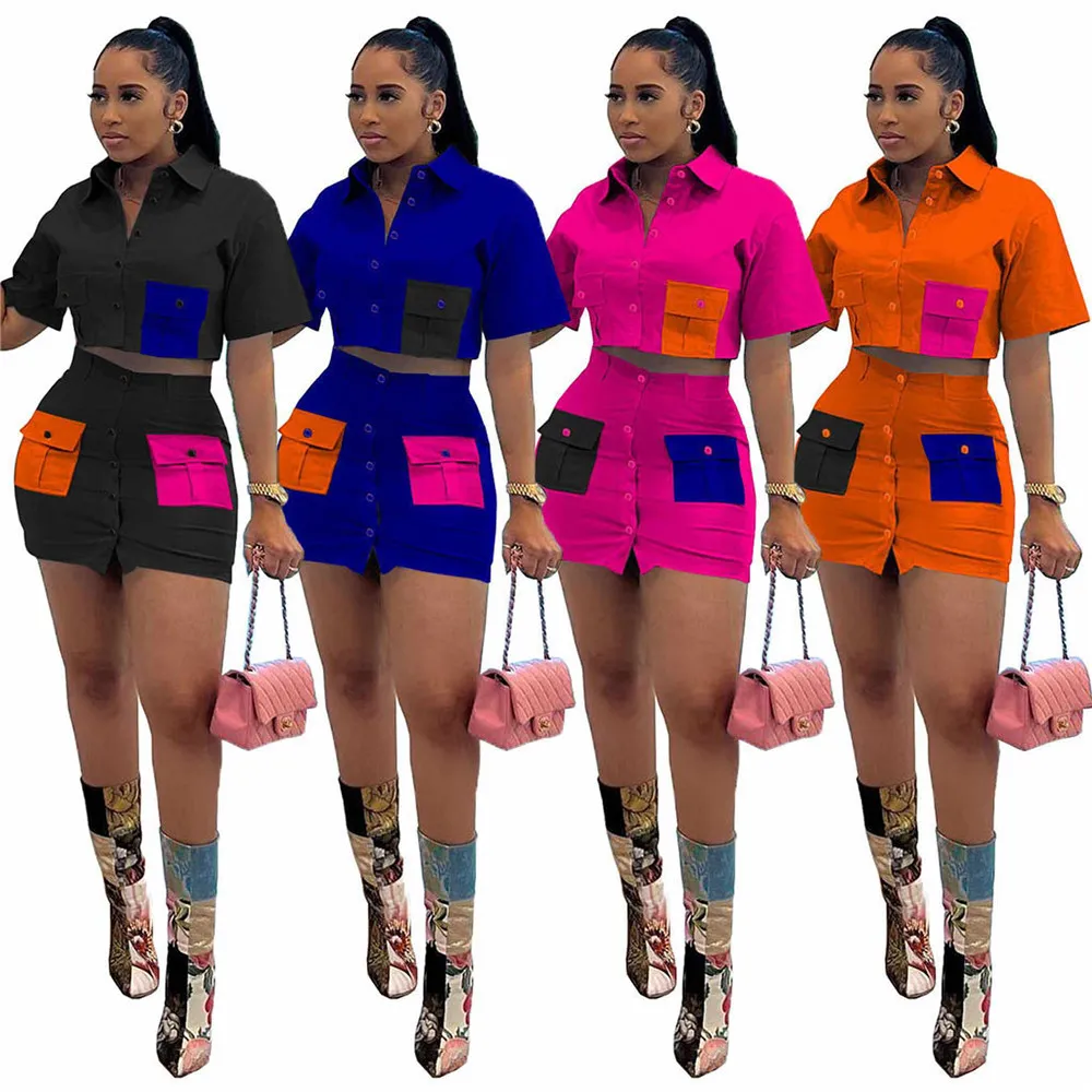 Designer Summer Dress Set For Women Short Sleeve Jacket And Mini Skirt Summer Suit With Casual Pocket Streetwear Wholesale Clothes 9819 From Sell clothing 15.43 In Bulk DHgate.Com