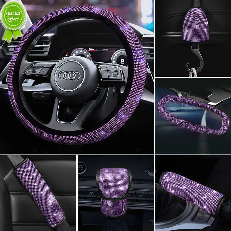 Nuovo Set Coprivolante Auto In Pelle PU Viola Set Di Copricerchi Auto Rosa  Diamante Custodie Accessori Auto Ragazze Da Donna Da 6,77 €