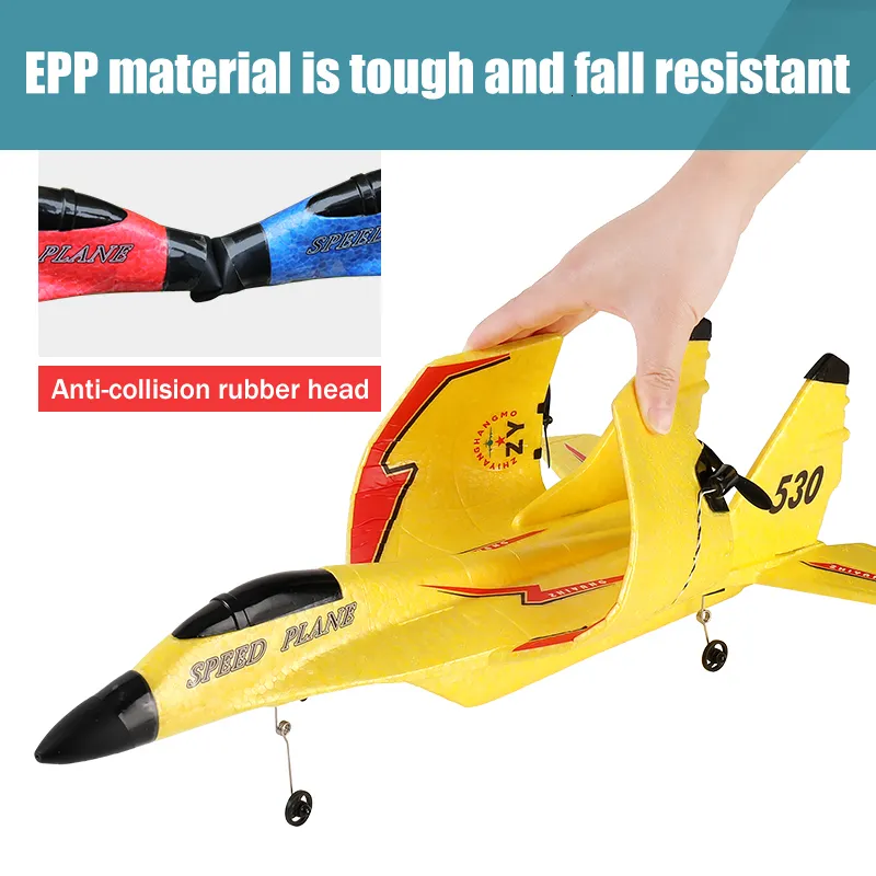 Aircraft Modle MIG530 RC Airplane 2.4G Wireless Airplane Remote Control Fighter Glider EPP Foam Drone Antidrop Plane for Adults Children Toys 230504