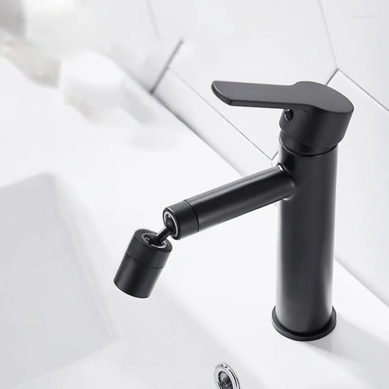 Kitchen Faucets Black Stainless Steel Wash Basin Faucet Bathroom Universal Rotary Bubbler Mouth Cold And