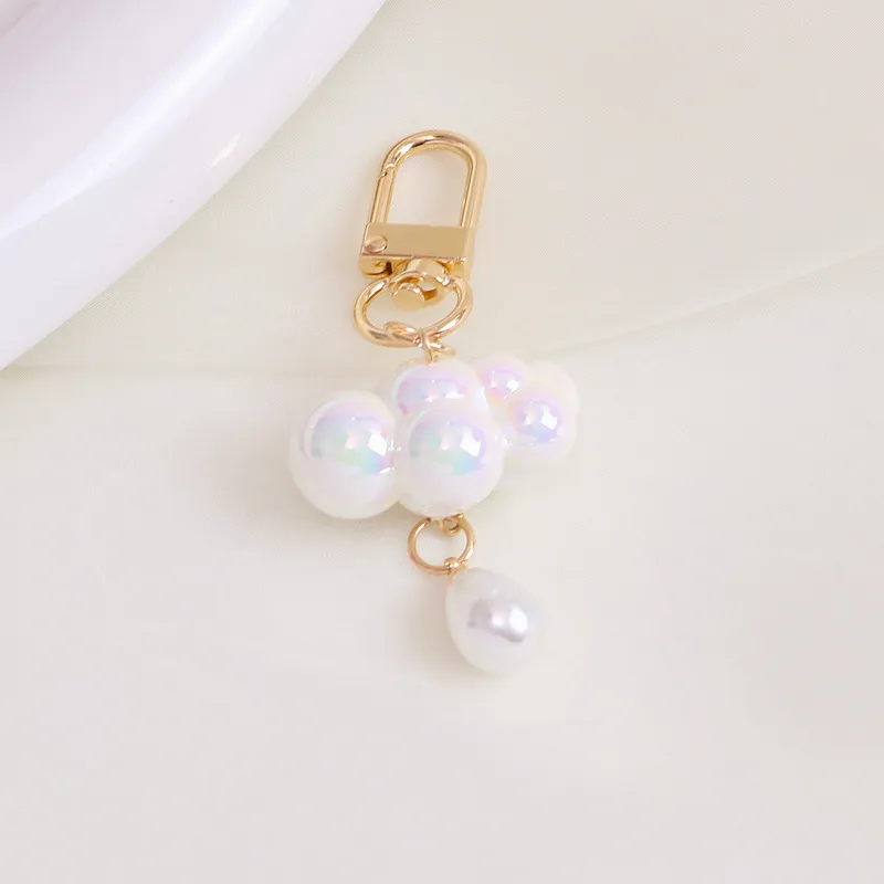 Acrylic Pearl Little Clouds Keychains Pendant Cute Multi Colors DIY Car Bag Keychain Jewelry Gift Accessories