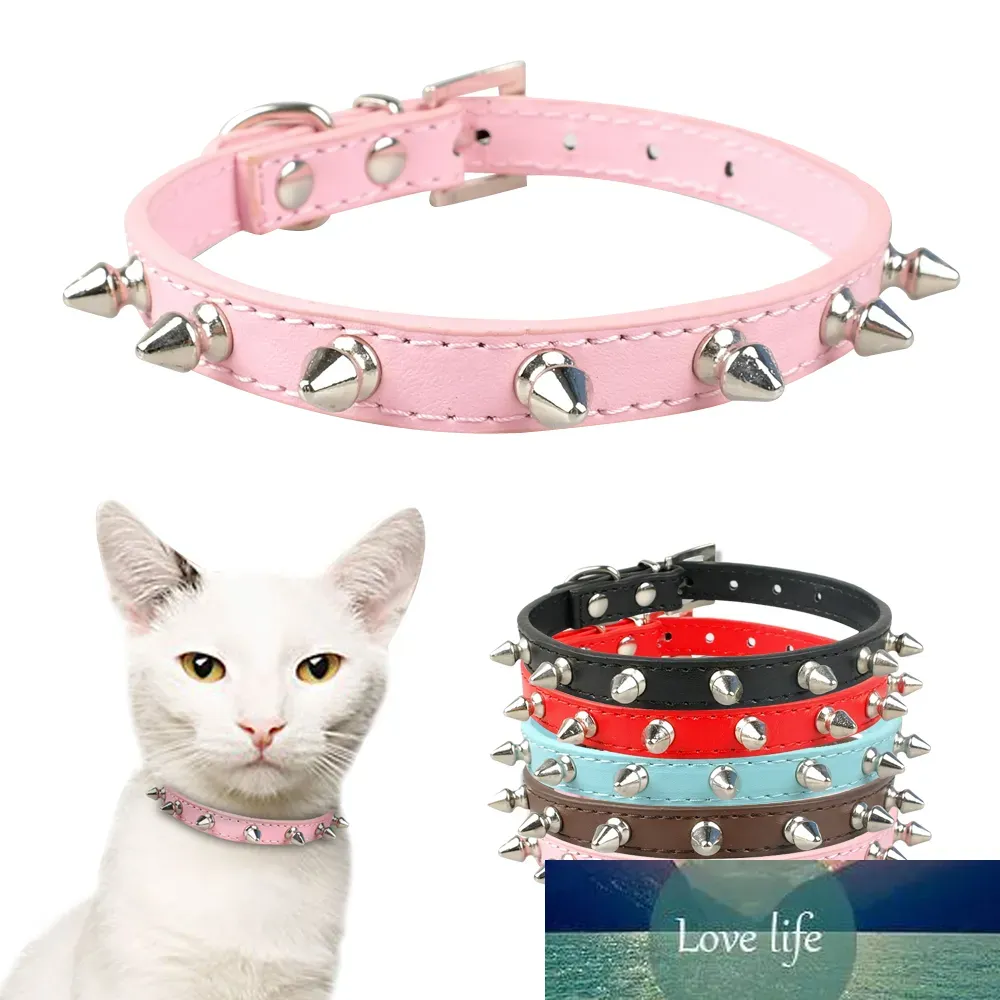 Cool Cat Dog Collar Cats Dog Leather Spiked Studded Collar för små medelstora hundar Chihuahua 5 färger