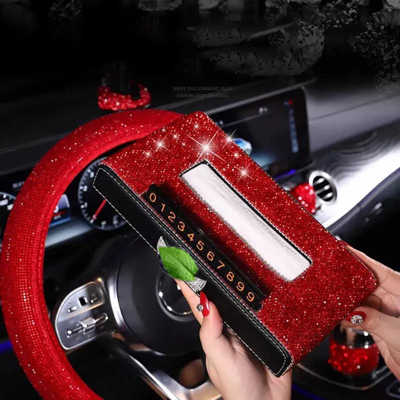 Red Bling Car Accessories For Women Interior Cute Set Girls Usb Charger  Tissue Box Holder Ashtray Diamonds Automotive Part Decor - Ornaments -  AliExpress