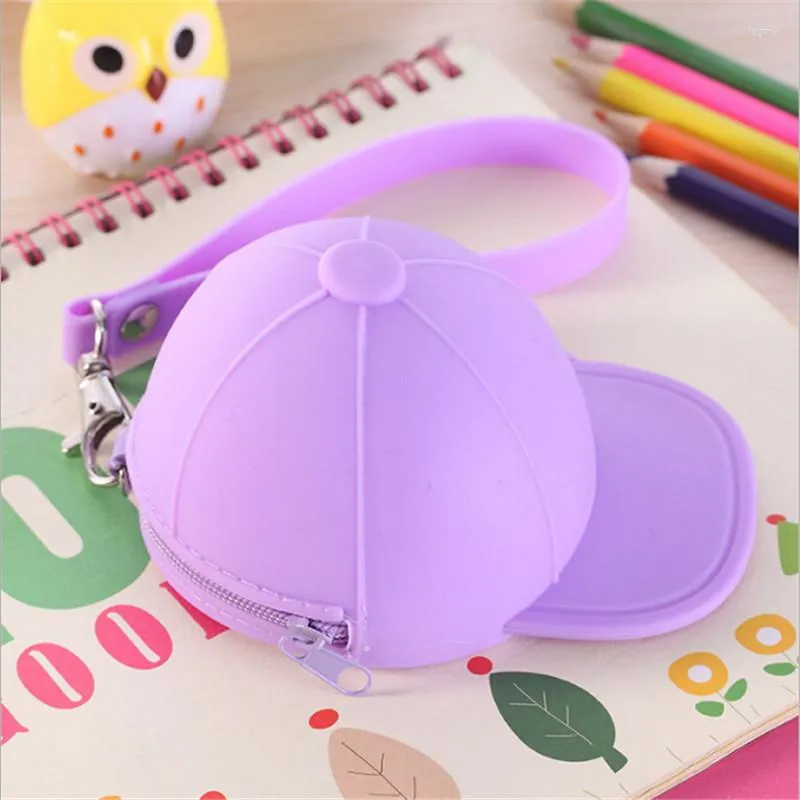 Borse portaoggetti Simpatico cartone animato Portamonete Portachiavi in silicone Portafogli per bambini Cappellino color caramella Cappello Mini