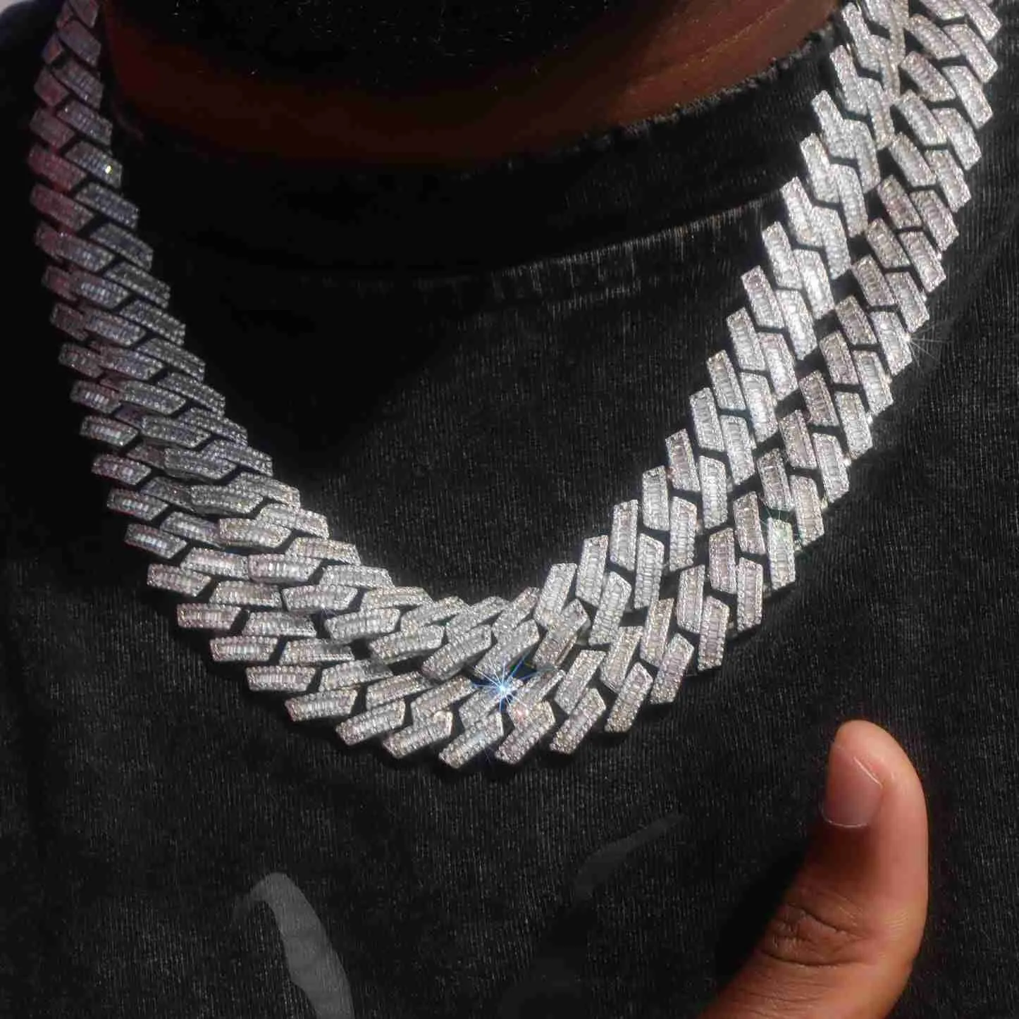 925 Sterling Silver Jewelry Iced Out Custom Cuban Chain Link Hip