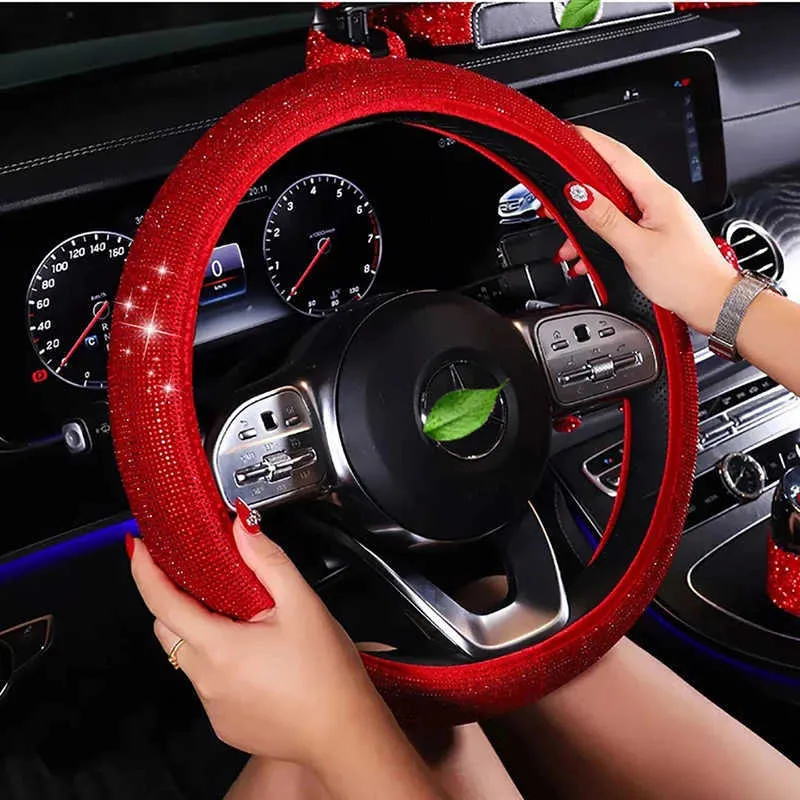 eing Bling Car Accessories Set,5 Pack Bling Steering Wheel Cover