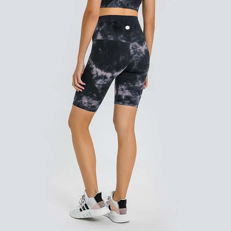 Women's LL Yoga Tie-Dye Shorts Suit Align Sport High midjan Femte byxor som kör gym Underkläder Träning Leggings DK167