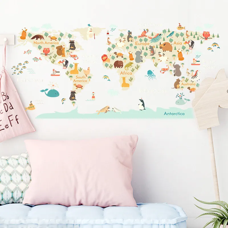 Cartoon Animal Map Wall Stickers For Kids Room, ... From Kong08, $7.72 ...