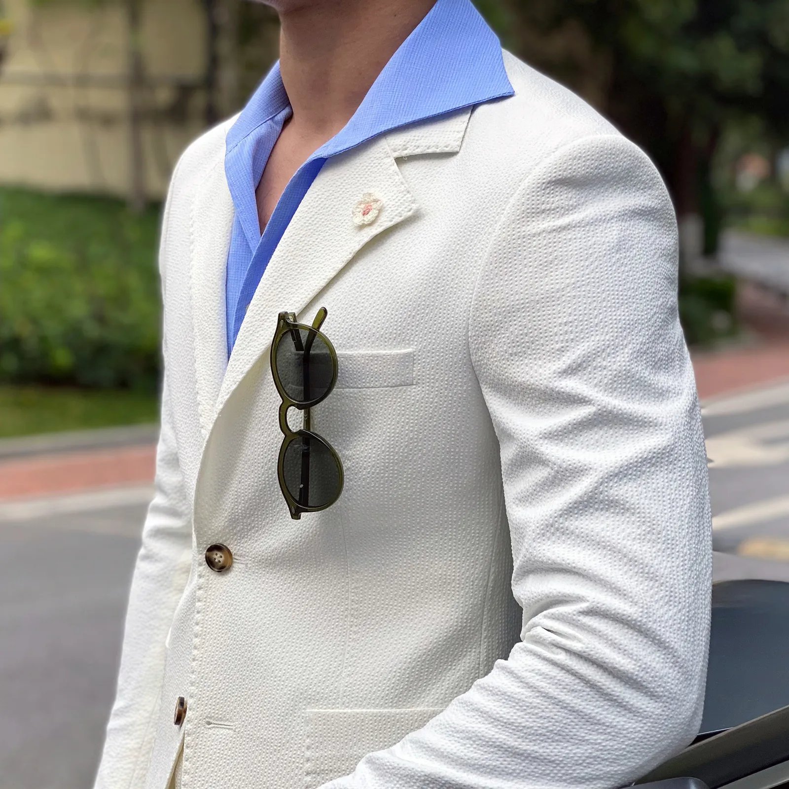 Mens slim fit seersucker suit shop