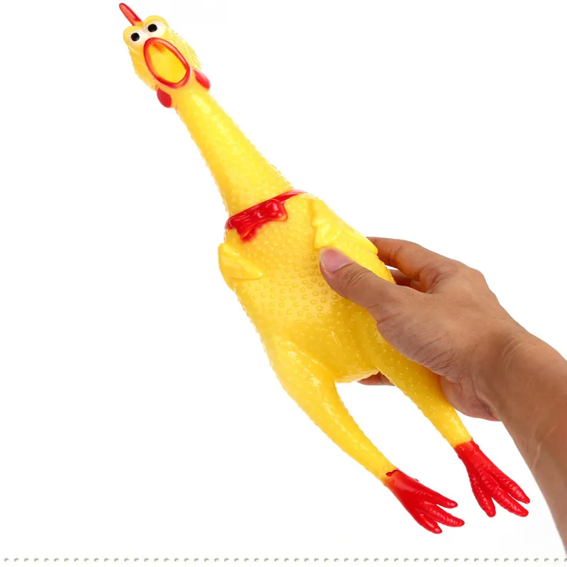 juchiva Screaming Dog Toys Yellow Squaking Toy Novelty Durable Rubber Chicken for Pets and Cat