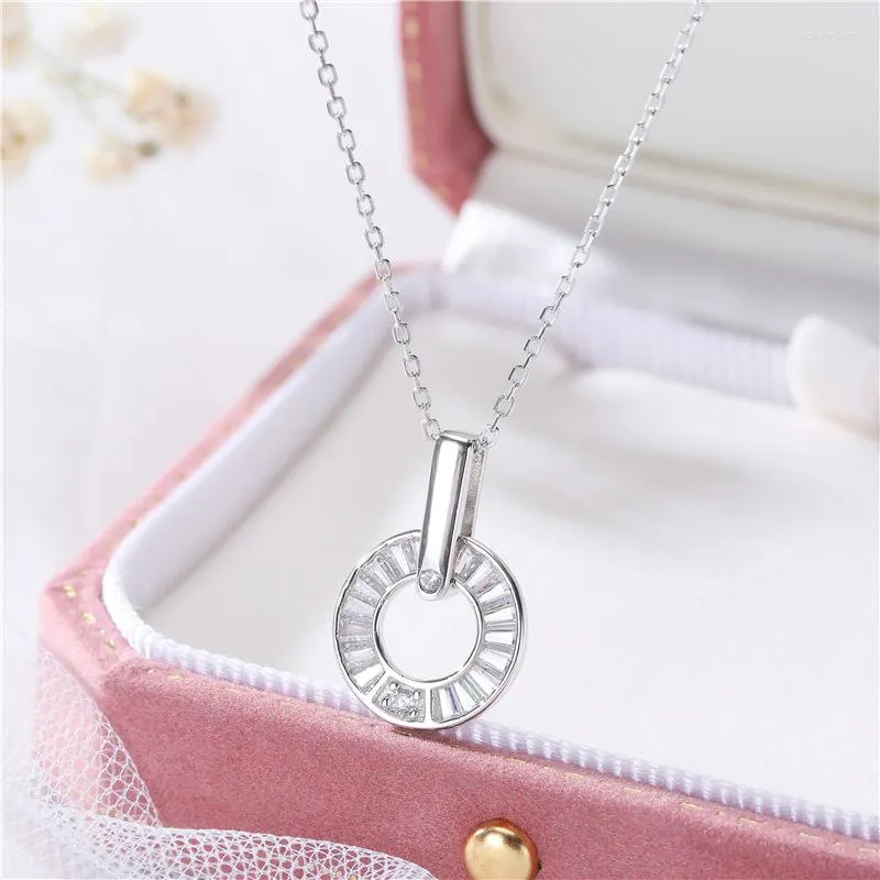 Цепи BUH8 925 Серебряное серебряное ожерелье циркона для женщин