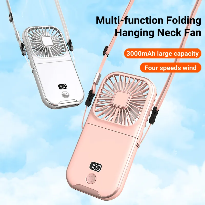 Ventilateur De Cou Portable Avec Support Téléphone – Rechargeable – Main Libre