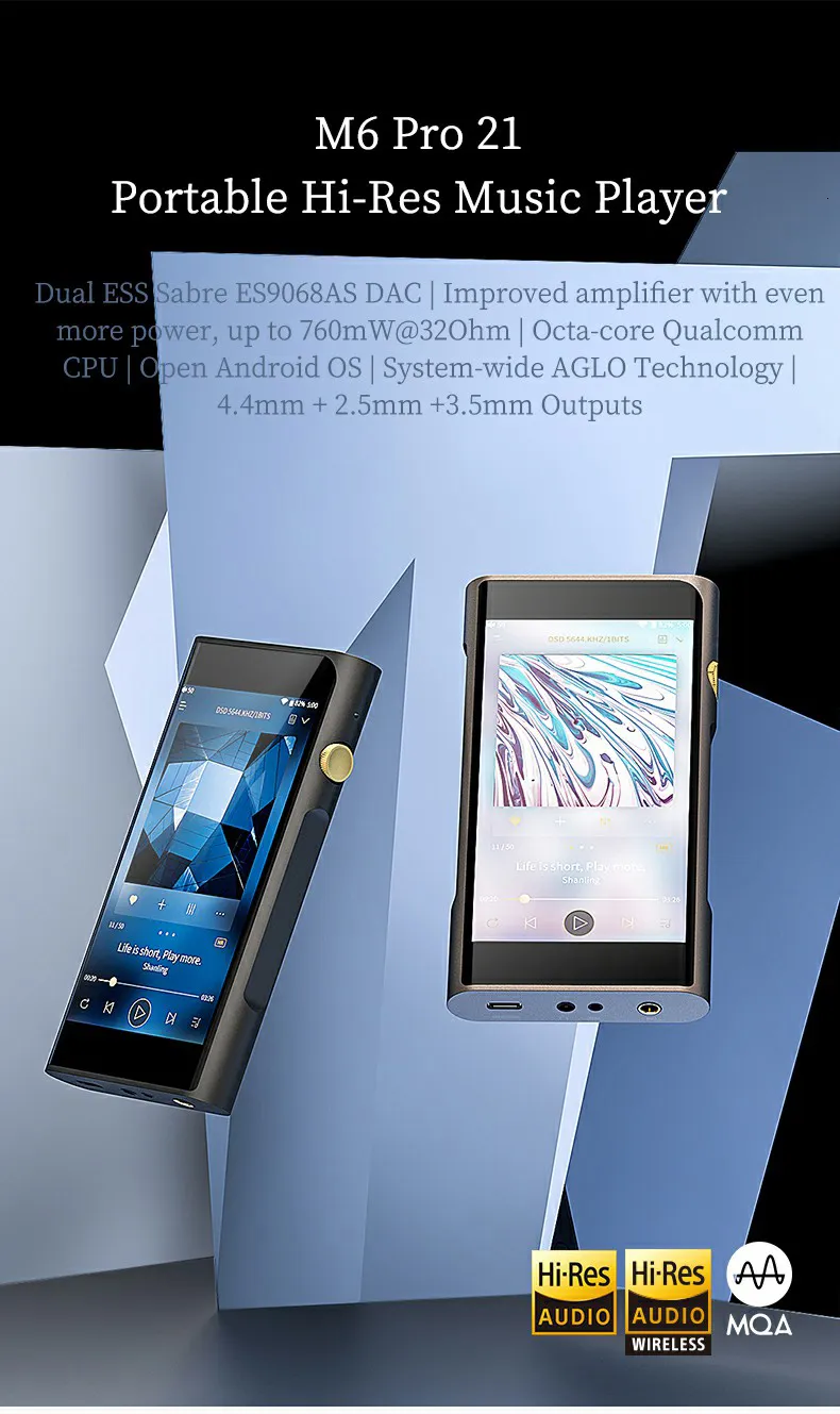 MP3 MP4 Player Shanling M6 Pro 21 Dual ES9068AS Pure Music 