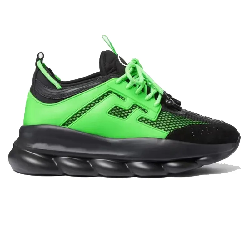 2023 Italian Designer Chain Reaction Sneakers Reflective Suede Casual Shoes in Black White Red Blue Yellow Tan