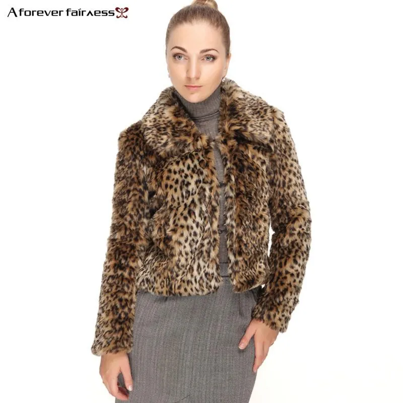 Pelliccia da donna Faux A Forever Winter Warm Cappotti Donna Cappotto personalizzato Moda Casual Giacca con stampa leopardata Capispalla corta Donna AFF712