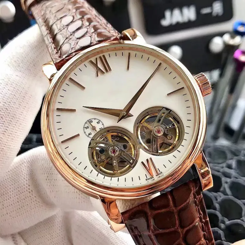 High quality men s watch imported double flywheel affordable big promotion real cowhide strap equipped with sapphire mirror leisure business brand