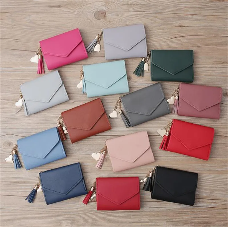 Mini Tassel Wallet Women Fashion Purse Female Short Mini Wallets Korean Students Lovely Purse Female Small Wallet for Women DB499