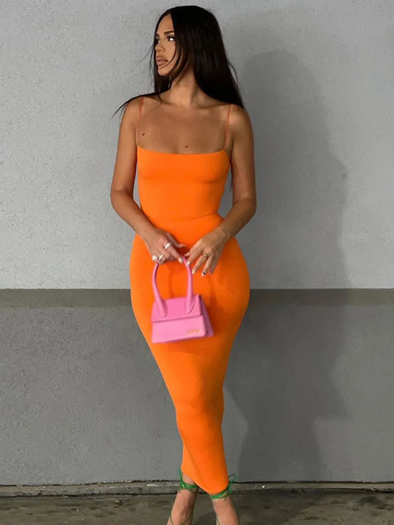 Casual Summer Spaghetti Strap Bodycon Dresses For Women Solid Color Sleeveless Backless Slim Fit Sling Long Dress From Hui01 12.01 In Bulk DHgate.Com