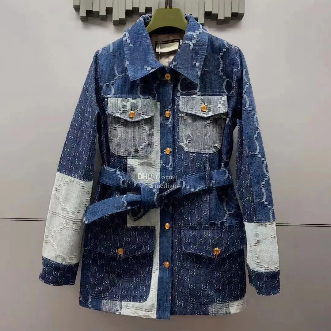 Womens Designer Double G Denim Jackets Coat Spring Autumn Long Sleeve Jean Jacket Denim Blue Street Style Jackets M01