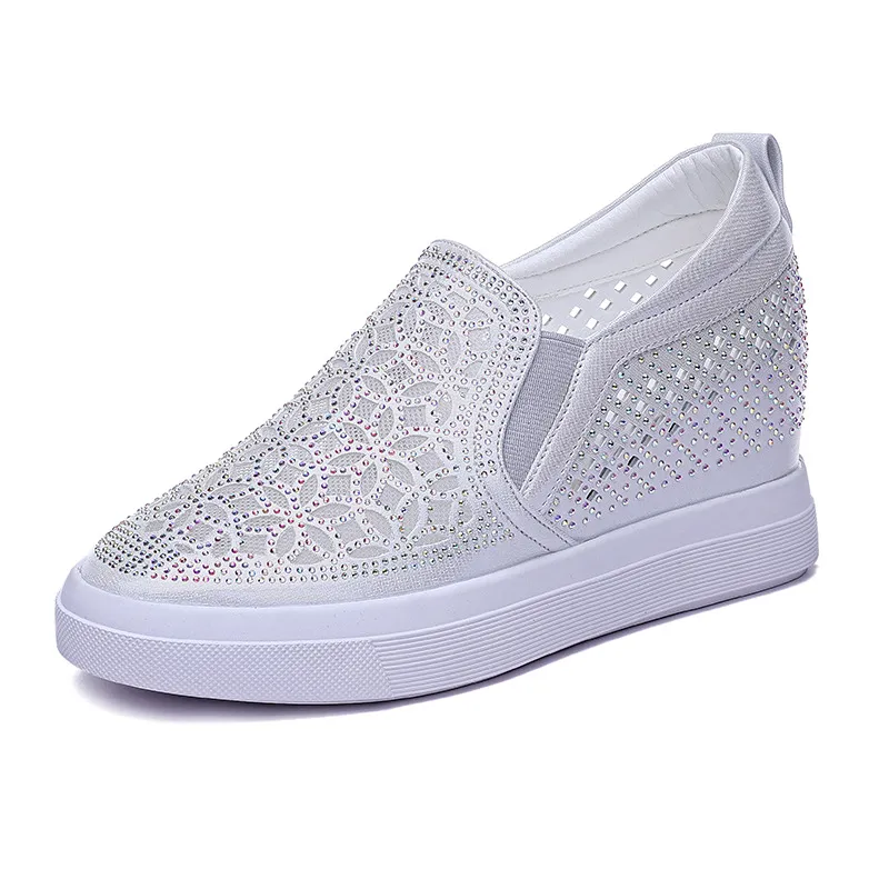 Fashion leather slip on wedge sneakers outlet