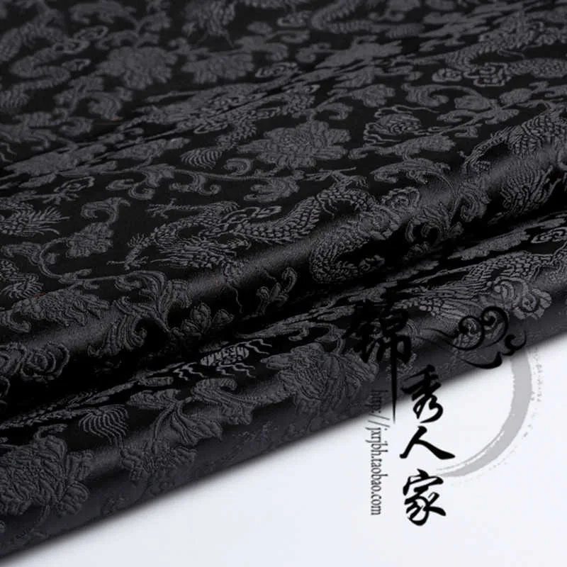 패브릭 블랙 드래곤 다 마스크 복용 DIY DIY JACQUARD BROCADE FABRIC MONGOLIA ROBE UNSTOLSTERY CLOTH DIY 재료 75cm*50cm P230506