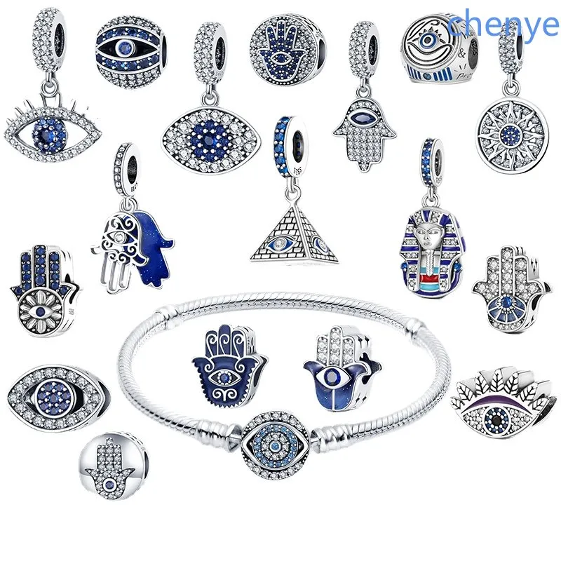 20 Style 925 Silver Color Evil Eye Charm Demon Eye Bead for Original Pandora Bracelet&Bangle DIY Making Fashion Jewelry Gift