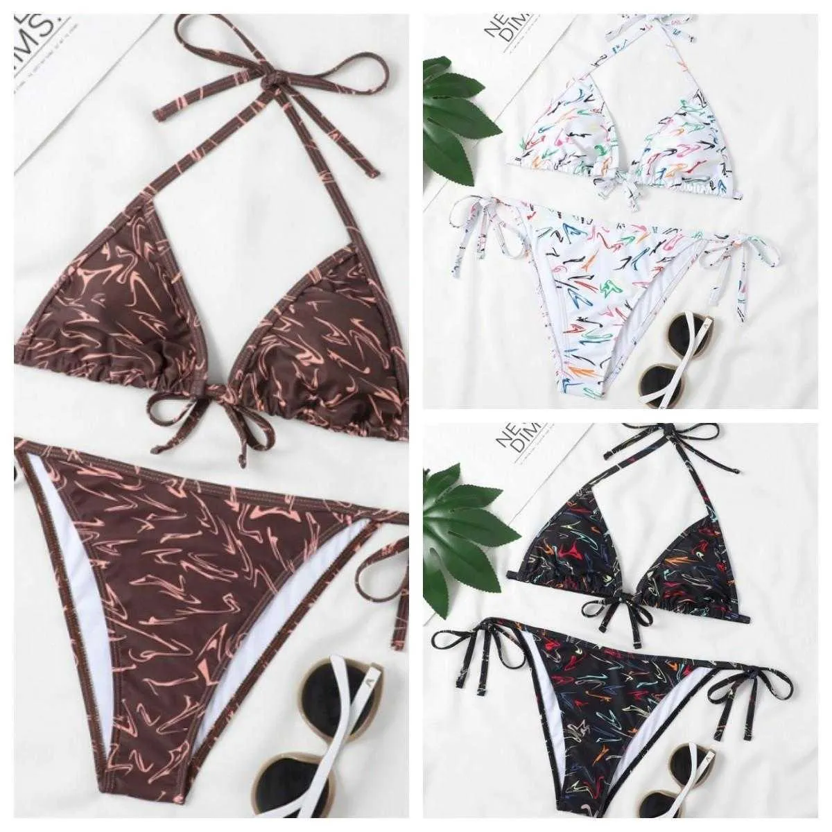 Bikini de moda Traje de baño sexy para mujer Traje de baño dividido en triángulo Carta