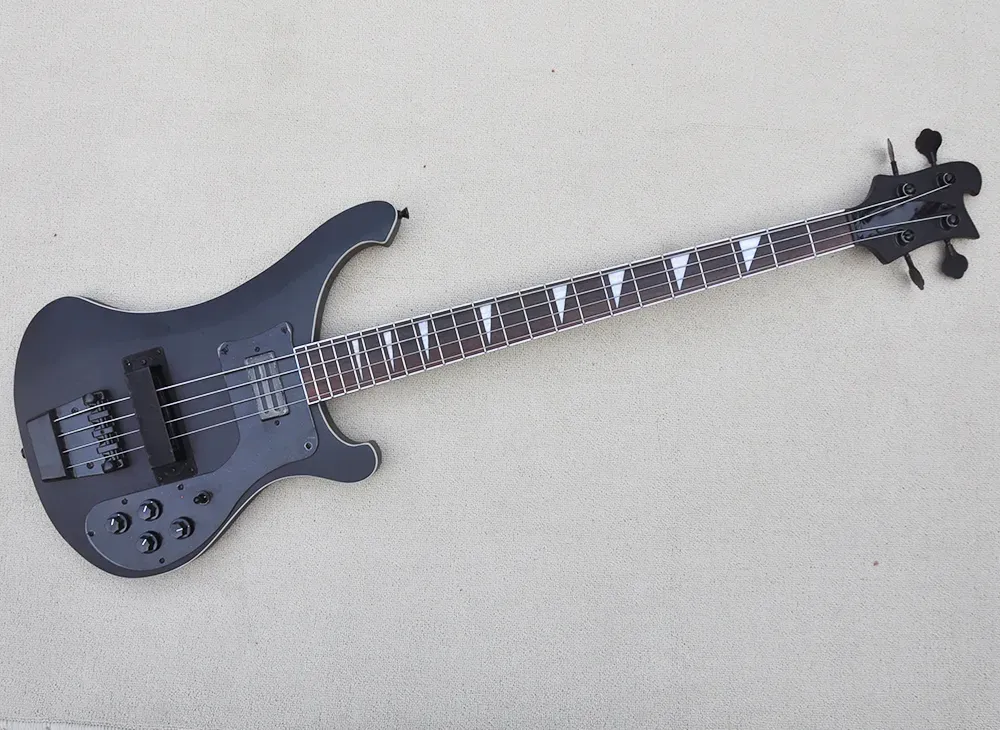 4 String Matte Black Electric Bass Guitar With Rosewood Fretboard
