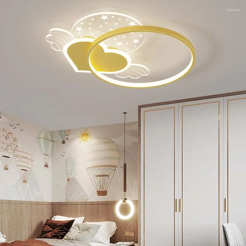 子供用の女の子の部屋の寝室のための天井ライトLEDランプクラウドライトハートシェイプピンクキッドキッドスターシャンデリア照明