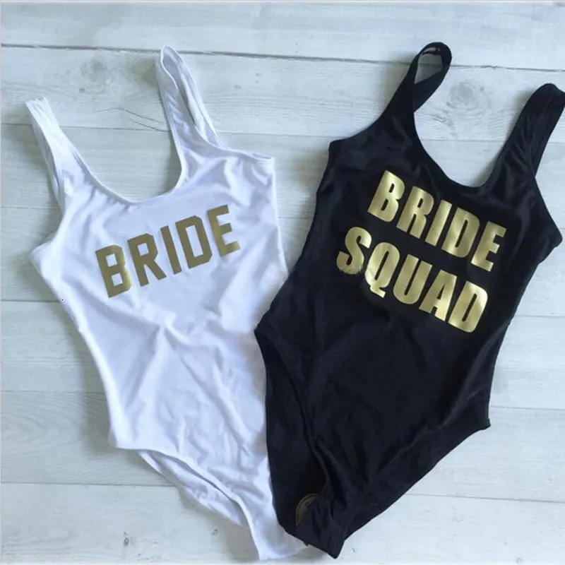 Bachelor Party Swimsuit Women TEAM BRIDE SQUAD TRIBE Swimwear Bikini Sexy Bodysuit Plus Size Bathing Suit Beachwear 230505