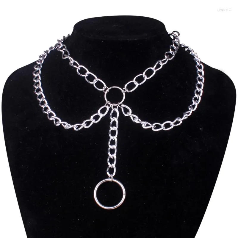 Подвесные ожерелья Goth Streetwear Grunge Слоистые алюминиевые цепочки
